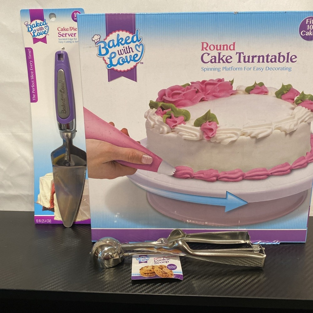 Cake Decorating Round Turntable 10" Cake Spinning ,10 In Server & Scoop
